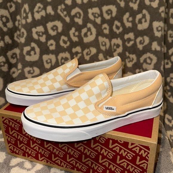 Vans Classic Slip-On Theory Checkerboard 🍯 Honey Peach🍑 New 🆕 & Never Worn - Picture 3 of 17